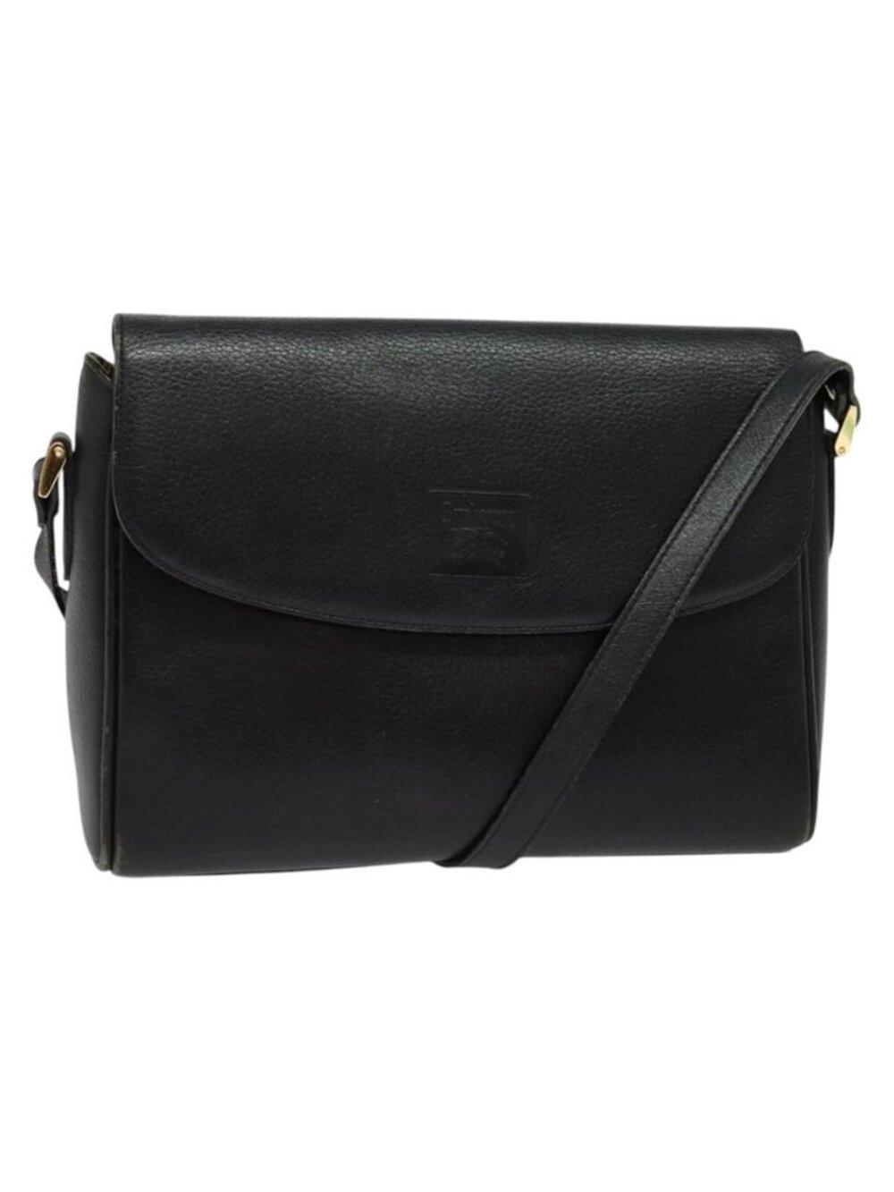 Authentic Burberrys Shoulder Bag Leather Gold Black